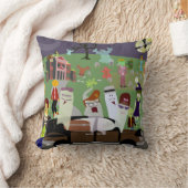 ハロウィン幽霊のよく出る墓地パーティーイラストレーション クッション (ブランケット)