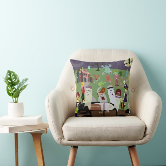 ハロウィン幽霊のよく出る墓地パーティーイラストレーション クッション (椅子)