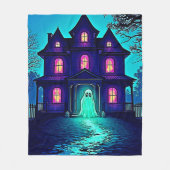 ハロウィン幽霊のよく出る幽霊ハウスデザイン フリースブランケット (正面)