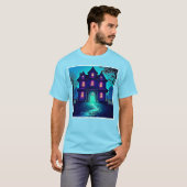 ハロウィン幽霊のよく出る幽霊ハウスデザイン Tシャツ (正面フル)