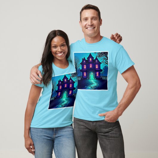 ハロウィン幽霊のよく出る幽霊ハウスデザイン Tシャツ (ユニセックス)