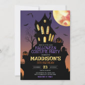 ハロウィン幽霊のよく出る誕生日衣装パーティー 招待状 (正面)