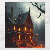 ハロウィン幽霊のよく出る/家/秋 ワインラベル (シングルラベル)