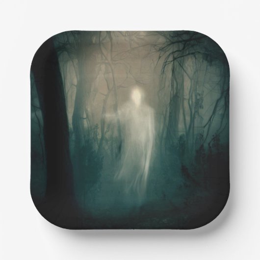 ハロウィン幽霊のよく出る – 森3 ペーパープレート (正面)