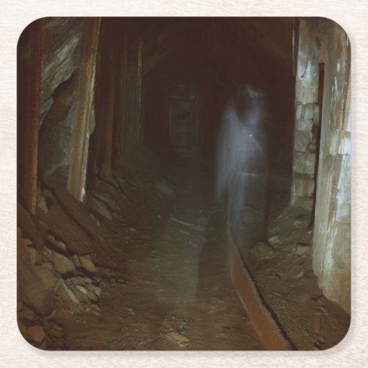 ハロウィン幽霊のよく出る – 鉱山1 スクエアペーパーコースター (正面)