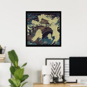 ハロウィン幽霊のよく出る- Bridge Woodcut 4 ポスター (ホームオフィス)