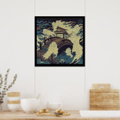 ハロウィン幽霊のよく出る- Bridge Woodcut 4 ポスター (キッチン)
