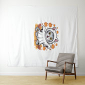 ハロウィン幽霊の服を着たクラシック子猫 –  タペストリー (インサイチュ(横))