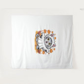 ハロウィン幽霊の服を着たクラシック子猫 –  タペストリー (正面(横))