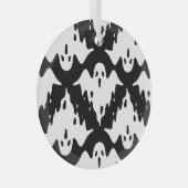 ハロウィン幽霊不気味シームレスパターン ガラスオーナメント (正面右)