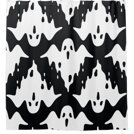ハロウィン幽霊不気味シームレスパターン シャワーカーテン (正面)