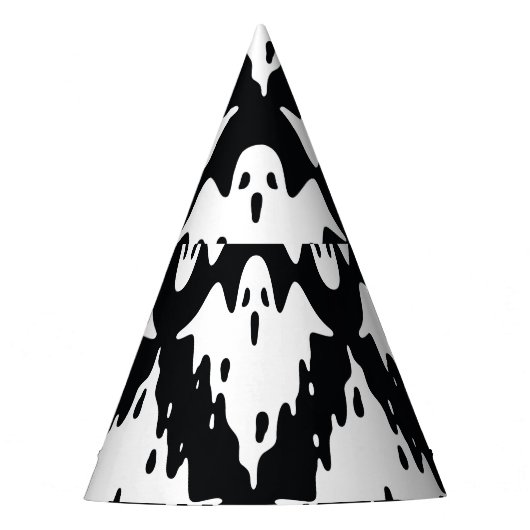 ハロウィン幽霊不気味シームレスパターン パーティーハット (正面)
