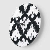 ハロウィン幽霊不気味シームレスパターン ラージ壁時計 (傾斜)