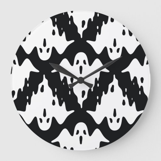 ハロウィン幽霊不気味シームレスパターン ラージ壁時計 (正面)