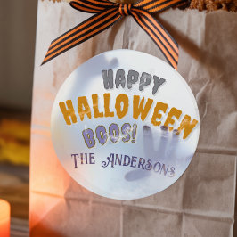 ハロウィン幽霊不気味ホラー精神の水色 ラウンドシール