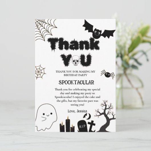 ハロウィン幽霊不気味誕生日パーティーありがとう 招待状 (スタンド正面)