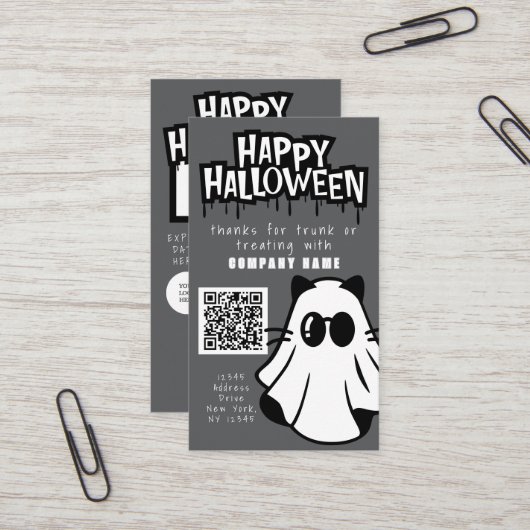 ハロウィン幽霊名刺のトランククールトまたは処理 名刺 (正面/裏面インサイチュ)