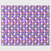 ハロウィン幽霊市松模様にタイル模様 ラッピングペーパー (フラット)