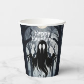 ハロウィン幽霊幽霊のよく出るフォレストの衣装パーティー 紙コップ (裏面)