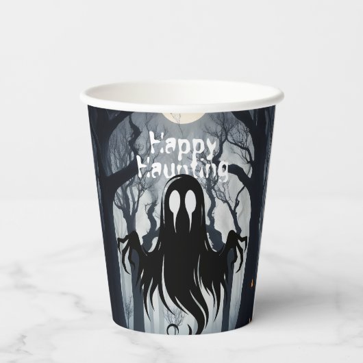 ハロウィン幽霊幽霊のよく出るフォレストの衣装パーティー 紙コップ (裏面)