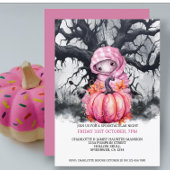 ハロウィン怖いピンクのカボチャと幽霊の人物 招待状