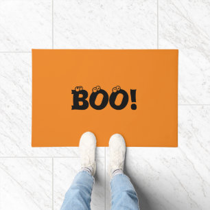 ハロウィン怖いブー！眼球の黒いオレンジおもしろい ドアマット