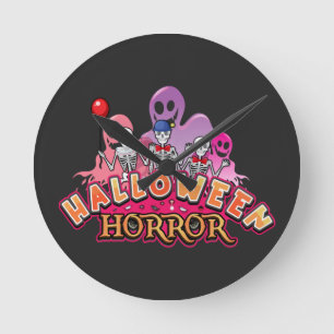 ハロウィン恐ろしいピエロ恐怖 ラウンド壁時計