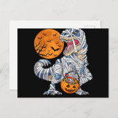 ハロウィン恐竜T rex ミイラかぼちゃ シーズンポストカード (正面/裏面)