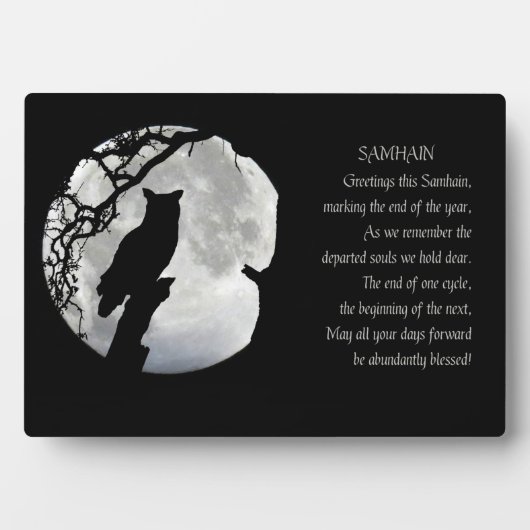 ハロウィン恵みとフクロウ異教の フォトプラーク (正面)