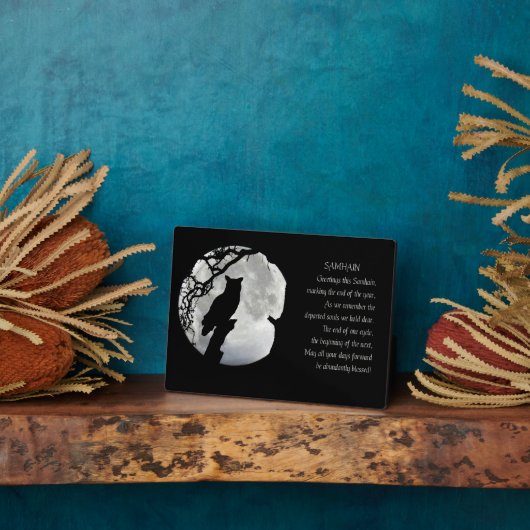 ハロウィン恵みとフクロウ異教の フォトプラーク (側面)