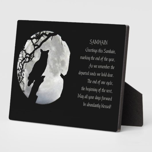 ハロウィン恵みとフクロウ異教の フォトプラーク (側面)