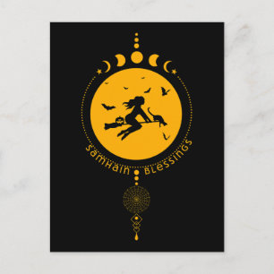 ハロウィン恵み、魔女 ポストカード