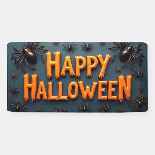 ハロウィン愉快にクモと共に 横断幕 (横)