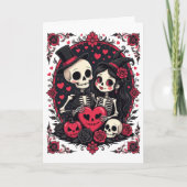 ハロウィン愛溢れるスケルトンカップル カード (正面)