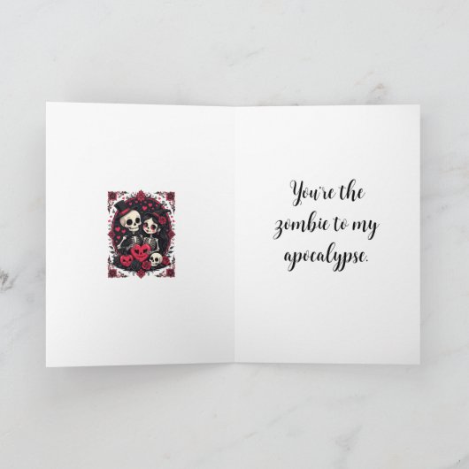 ハロウィン愛溢れるスケルトンカップル カード (内部)