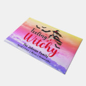 ハロウィン感じの魔女ピンク紫の空 ドアマット (アングル)