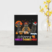 ハロウィン感謝祭ブラックキャットハロウィンサンキュー カード (黄色い花)