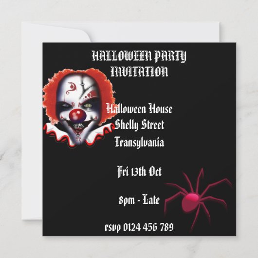 ハロウィン招待恐怖ピエロミーム 招待状 (裏面)