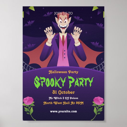 ハロウィン招待状 編集可能 ハロウィンパーティー ポスター (正面)