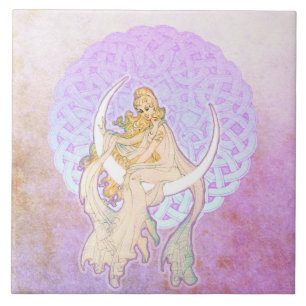 ハロウィン挨拶月の女神陶瓦 タイル