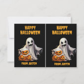 ハロウィン教室の怖いジャック・オ・ランタン ノートカード (正面)