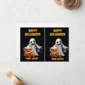 ハロウィン教室の怖いジャック・オ・ランタン ノートカード (正面/裏面インサイチュ)