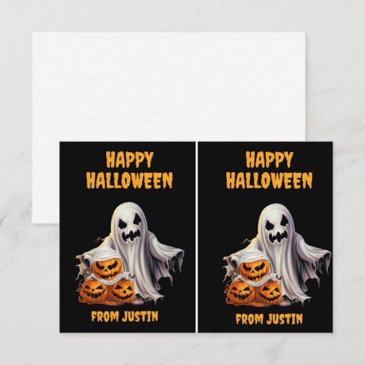 ハロウィン教室の怖いジャック・オ・ランタン ノートカード (正面/裏面)