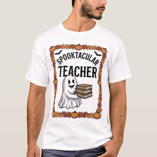 ハロウィン教師の驚くべきゴーストブック ヴィンテージ Tシャツ (正面)