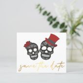 ハロウィン日付の保存金ゴールド手書きカード (スタンド正面)