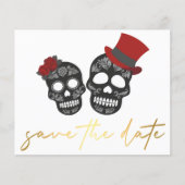 ハロウィン日付の保存金ゴールド手書きカード (正面)