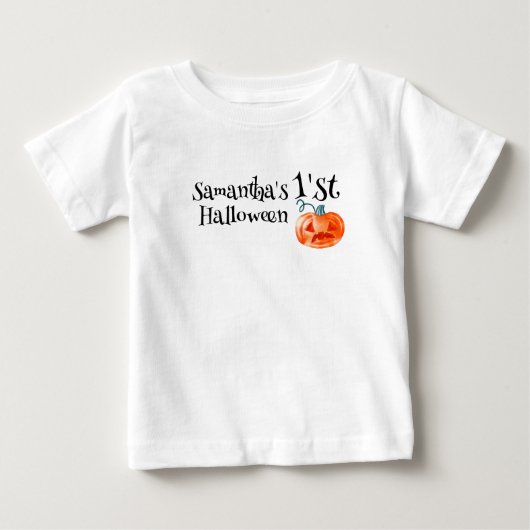 ハロウィン最初のカボチャパーソナライズ ベビーTシャツ (正面)