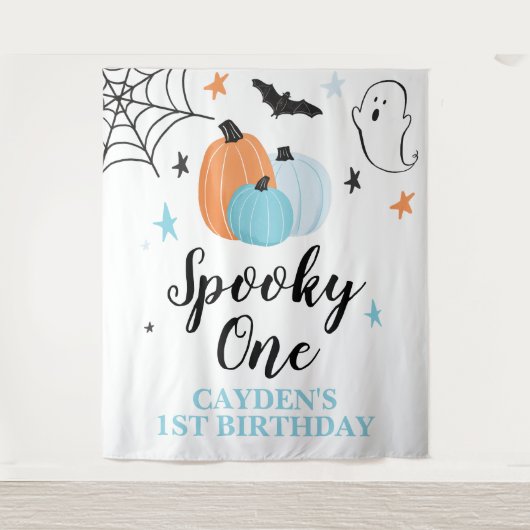 ハロウィン最初の誕生日 かぼちゃの1歳 タペストリー (正面)