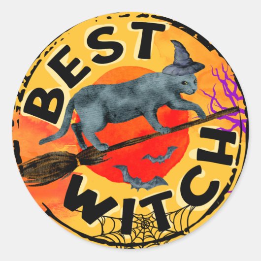 ハロウィン最高のウィッチ ラウンドシール (正面)