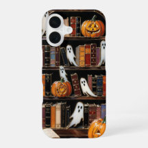 ハロウィン本棚スマホケース ゴースト パンプキン